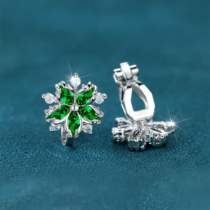 Luxe Vrouwelijke Kleine Paarse Zirkoon Stenen Clip Oorbellen Charme Zilveren Kleur Bruiloft Sieraden Voor Vrouwen