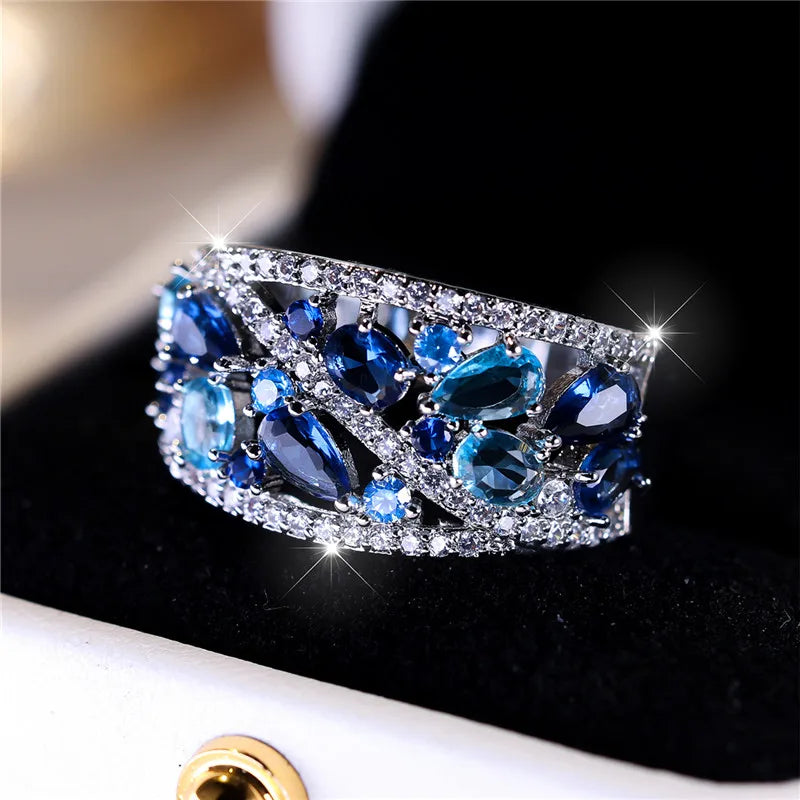Saphira Blue Crystal Ring alternate view