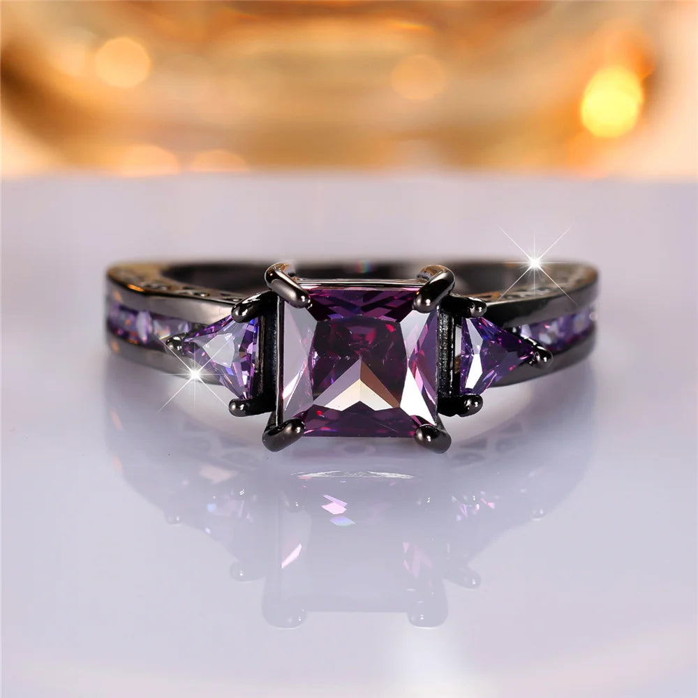 Violetia | Purple Square Crystal Ring