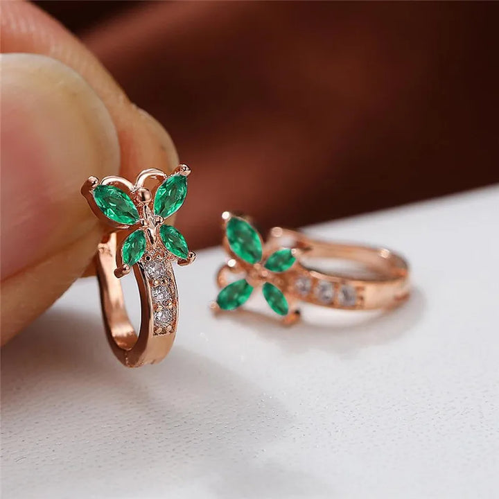 Papillon Colorstone Clip Earrings styled view