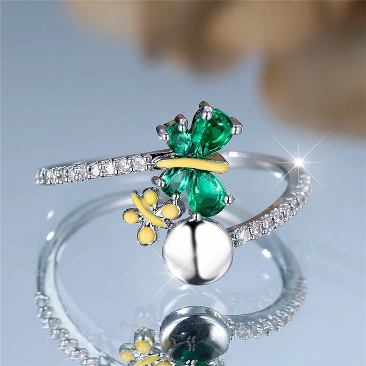Felicia Green Butterfly Ring hero view