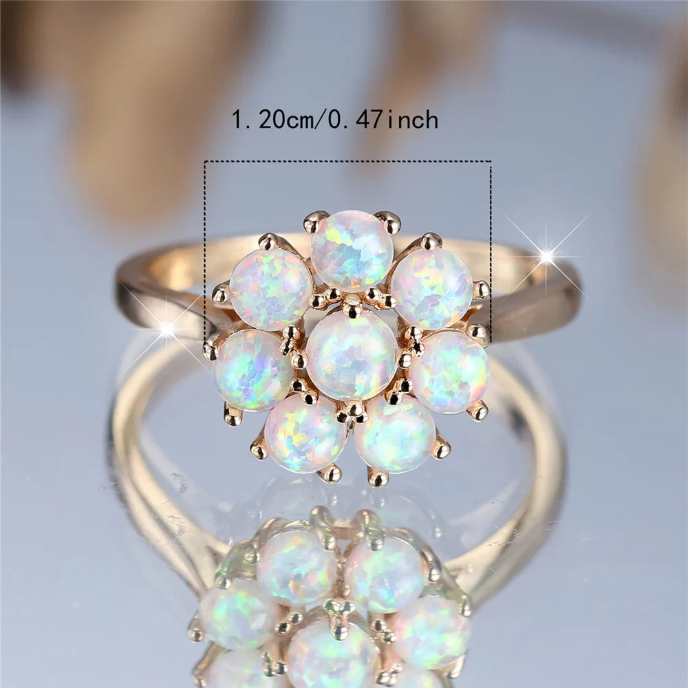 Opalina | White Opal-Look Flower Ring