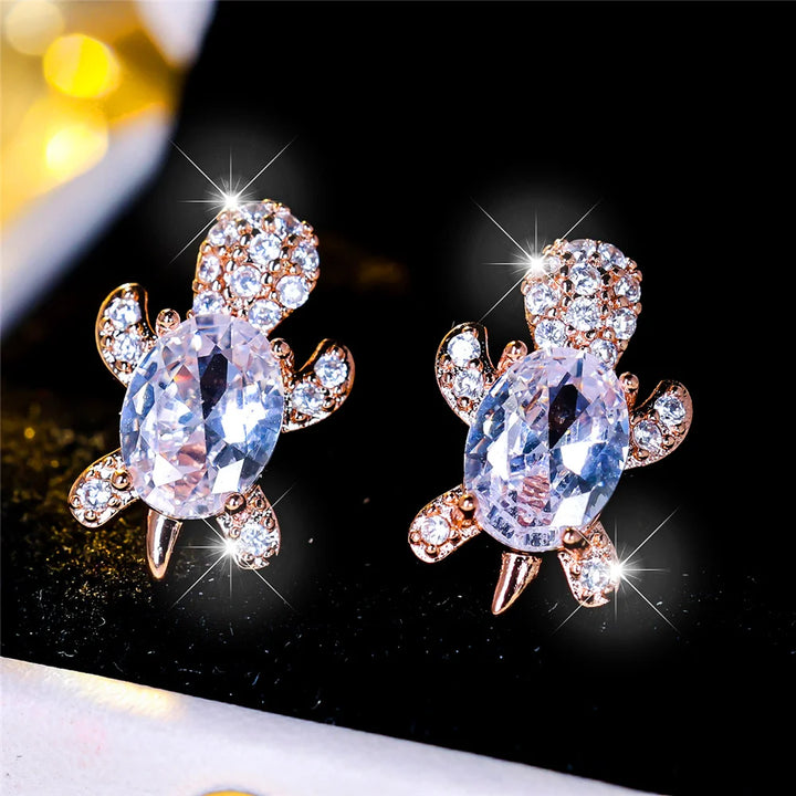 Marina Turtle Crystal Stud Earrings additional detail