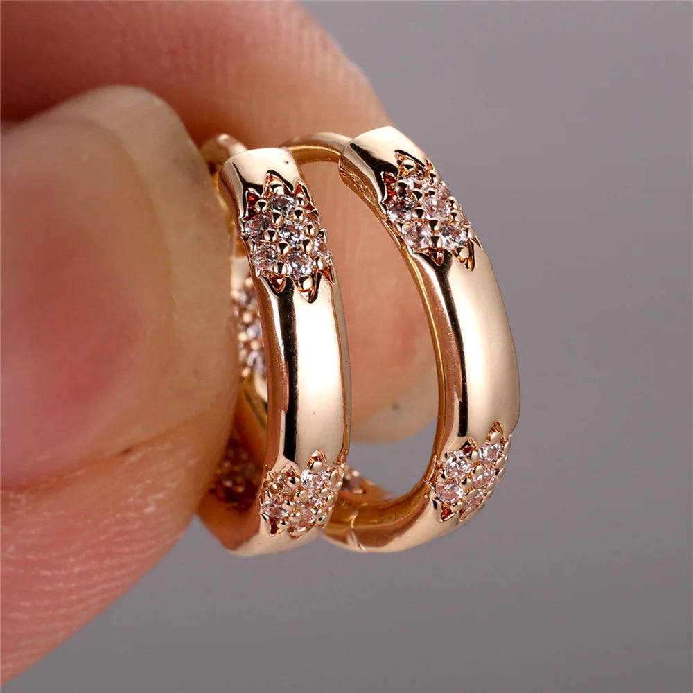 Kristal witte zirkoon steen hoepel oorbellen voor dames mode vrouwelijke gouden kleur bruiloft sieraden