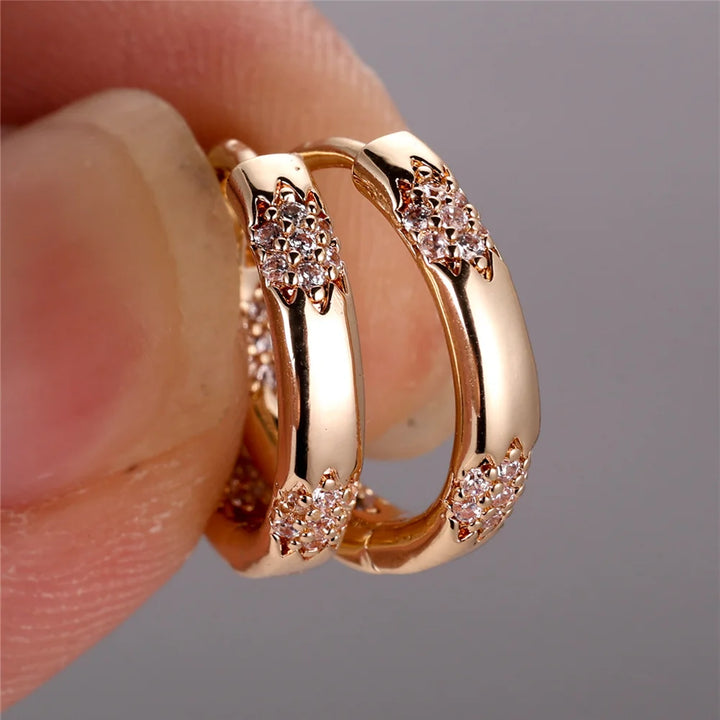 Kristal witte zirkoon steen hoepel oorbellen voor dames mode vrouwelijke gouden kleur bruiloft sieraden