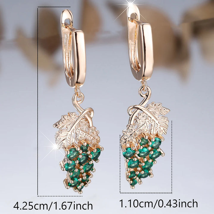 Charme Vrouwelijke Groene Kristal Zirkoon Steen Druif Hoepel Oorbellen Goud Kleur Eenvoudige Bruiloft Sieraden Voor Vrouwen
