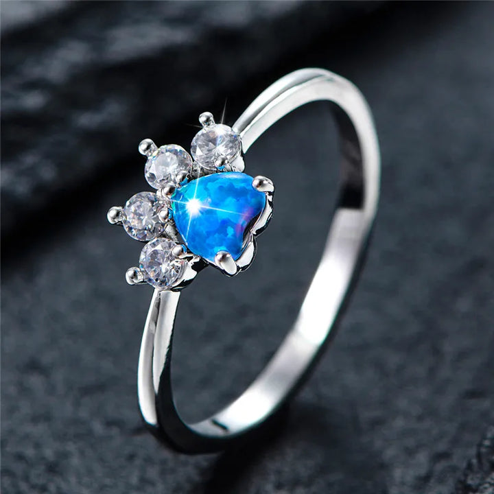 Paw Amour | Opal-Look Paw Heart Ring