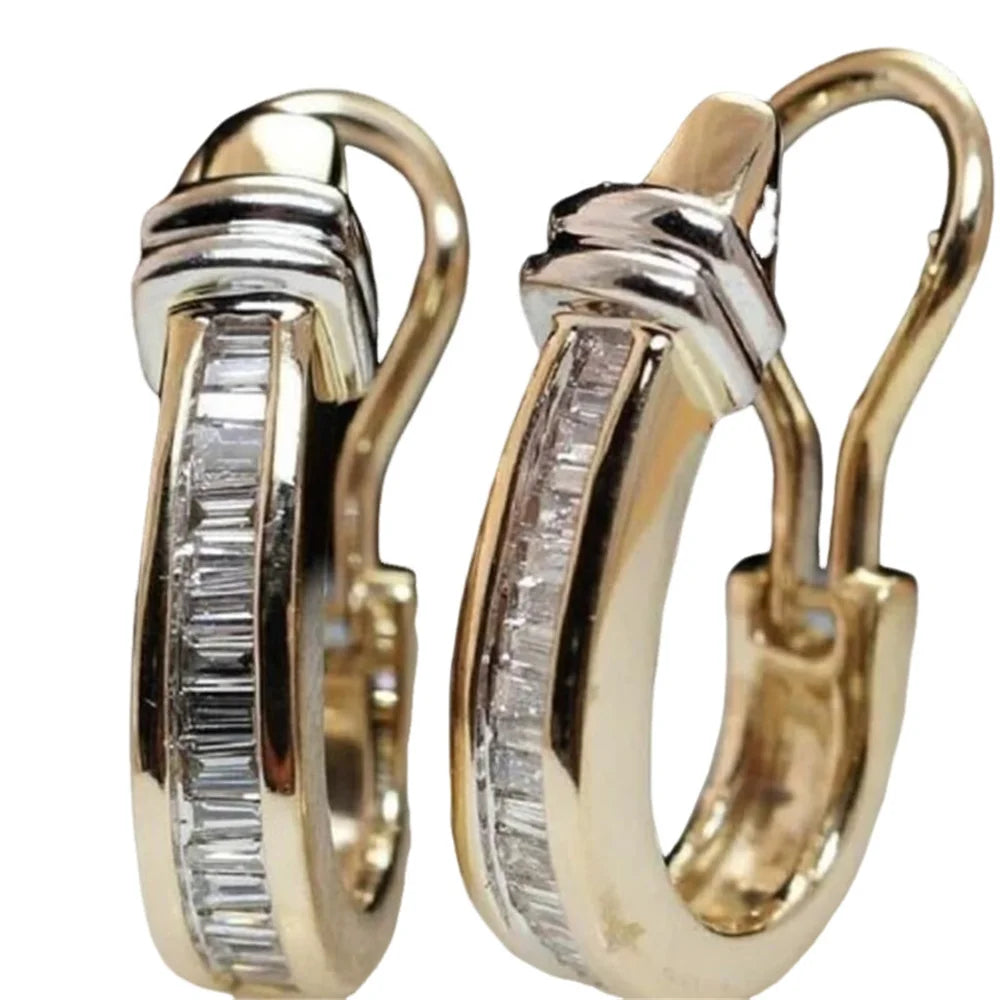 Élise | White Crystal Hoop Earrings