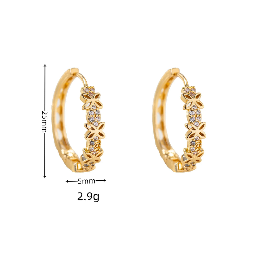 Statement Vrouwelijke Regenboog Bloem Zirkoon Steen Oorringen Luxe Glod Kleur Bruiloft Sieraden Voor Vrouwen