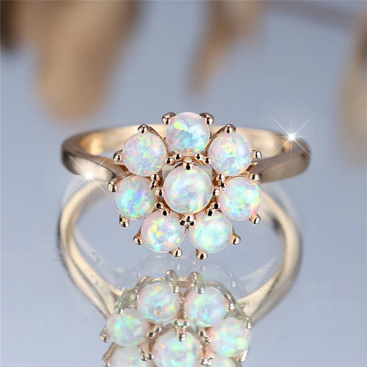 Opalina | White Opal-Look Flower Ring