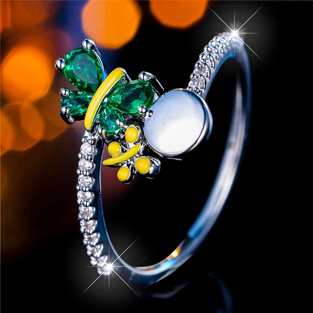 Felicia Green Butterfly Ring styled view