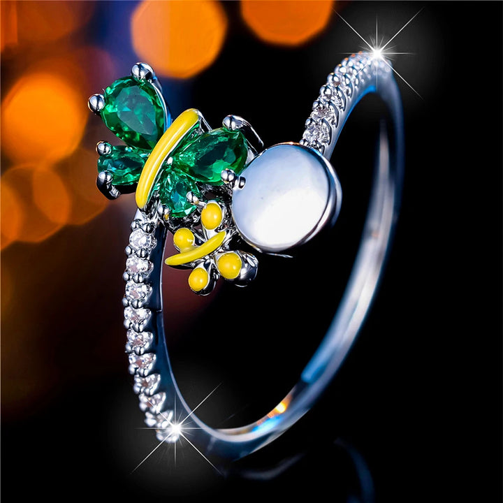 Felicia Green Butterfly Ring styled view