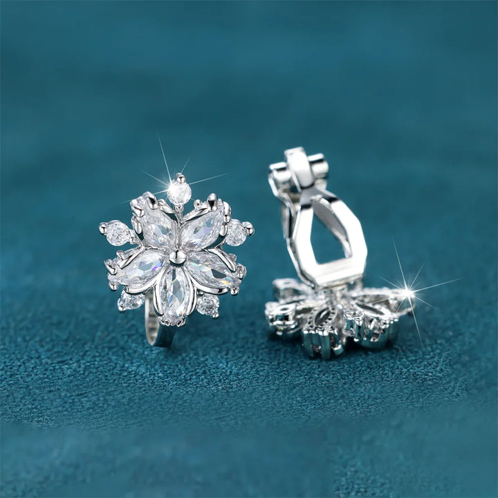 Luxe Vrouwelijke Kleine Paarse Zirkoon Stenen Clip Oorbellen Charme Zilveren Kleur Bruiloft Sieraden Voor Vrouwen
