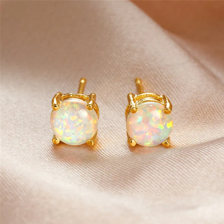 Opalette | Round Opal-Look Stud Earrings