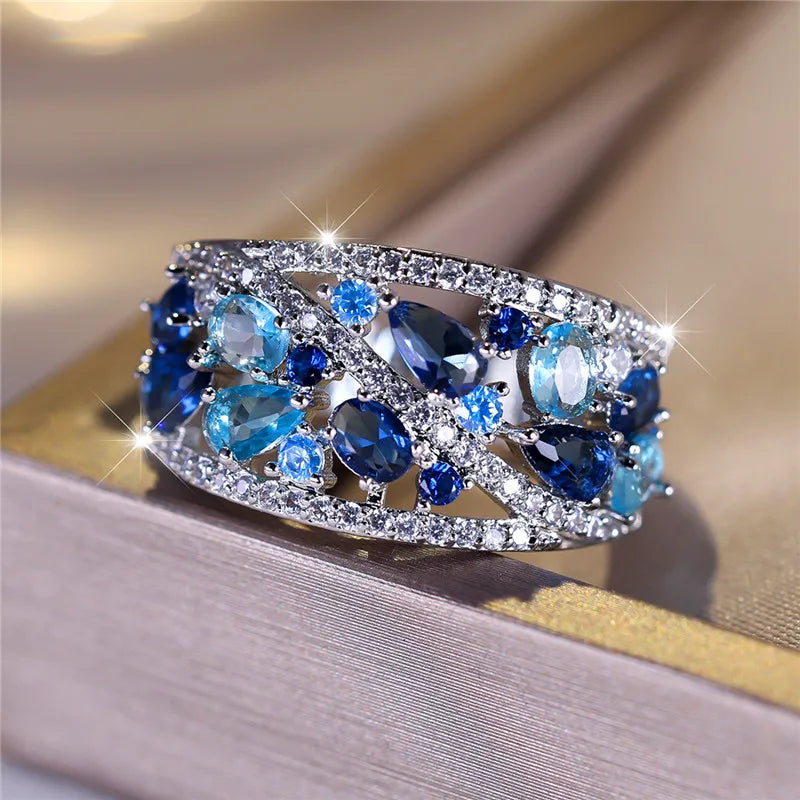 Saphira Blue Crystal Ring hero view