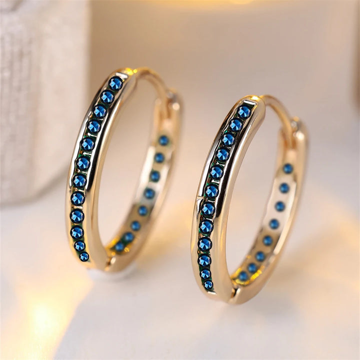 Blue Line | Crystal Hoop Earrings