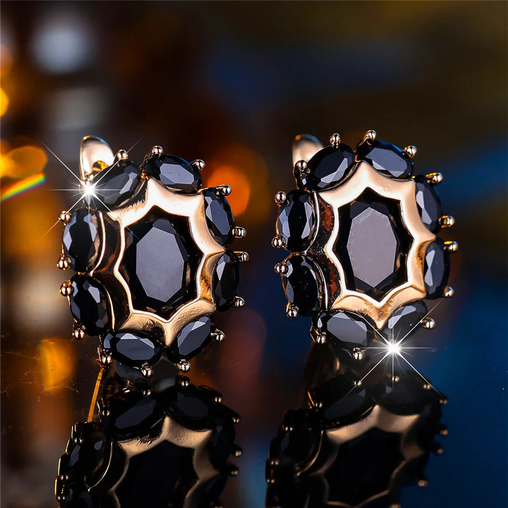 Kristal Groen Blauw Zwart Groen Wit Ovaal Zirkoon Steen Oorringen Voor Vrouwen Mode Vrouwelijke Gouden Kleur Bruiloft Sieraden