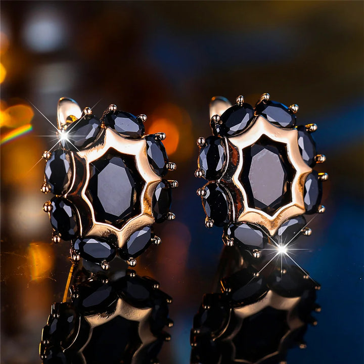 Kristal Groen Blauw Zwart Groen Wit Ovaal Zirkoon Steen Oorringen Voor Vrouwen Mode Vrouwelijke Gouden Kleur Bruiloft Sieraden