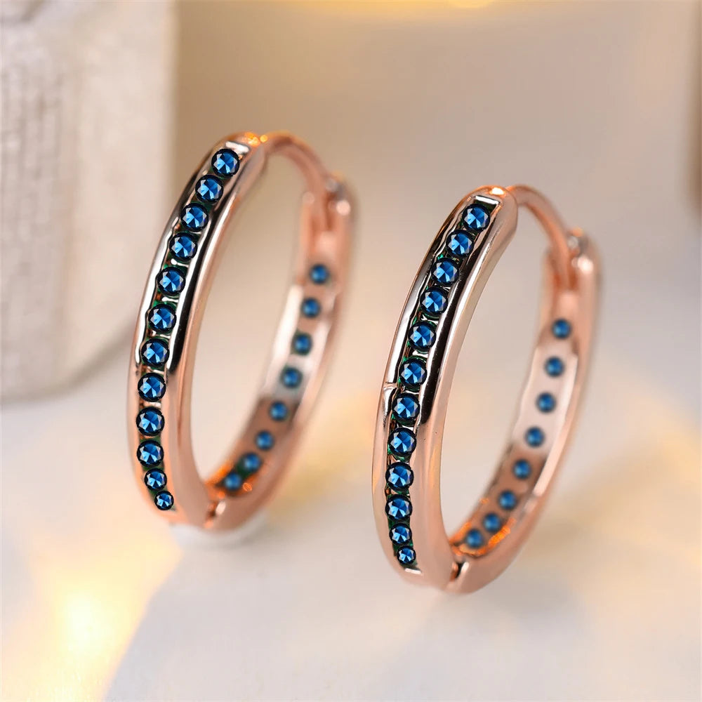 Blue Line | Crystal Hoop Earrings