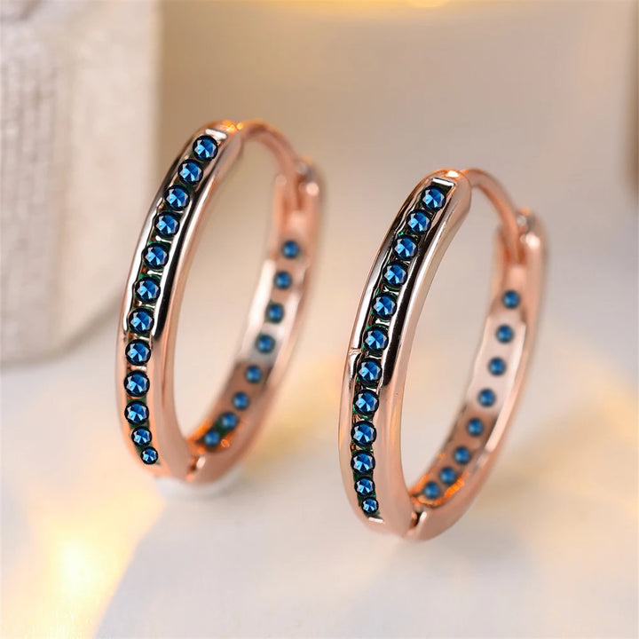 Blue Line | Crystal Hoop Earrings