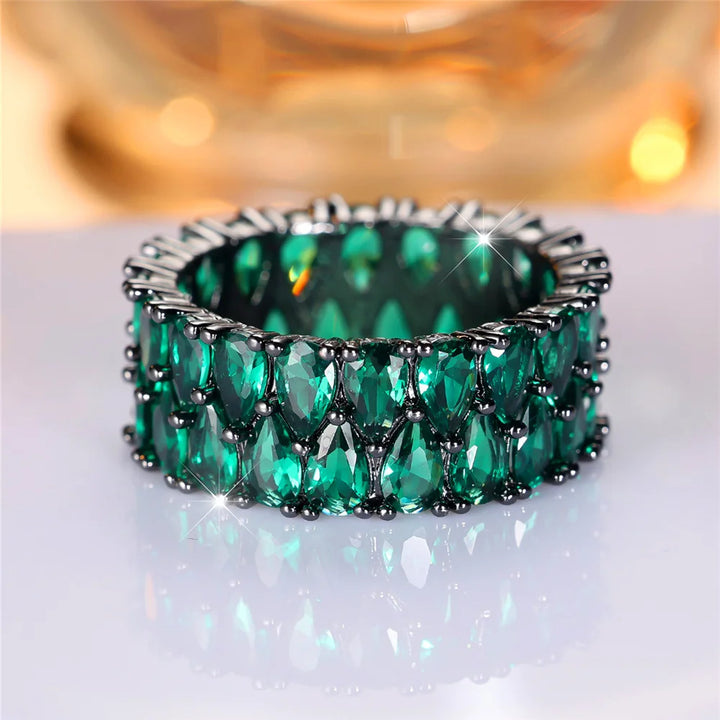 Verdant Noir | Green Crystal Ring