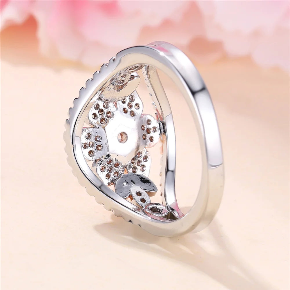 Rosamée Crystal Flower Ring styled view
