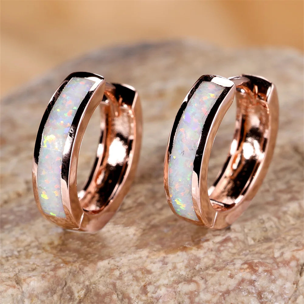Opal Circles | Blue &amp; White Opal-Look Hoop Earrings