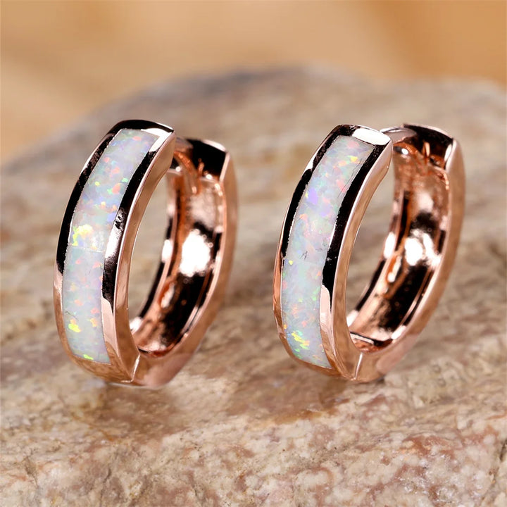 Opal Circles | Blue &amp; White Opal-Look Hoop Earrings