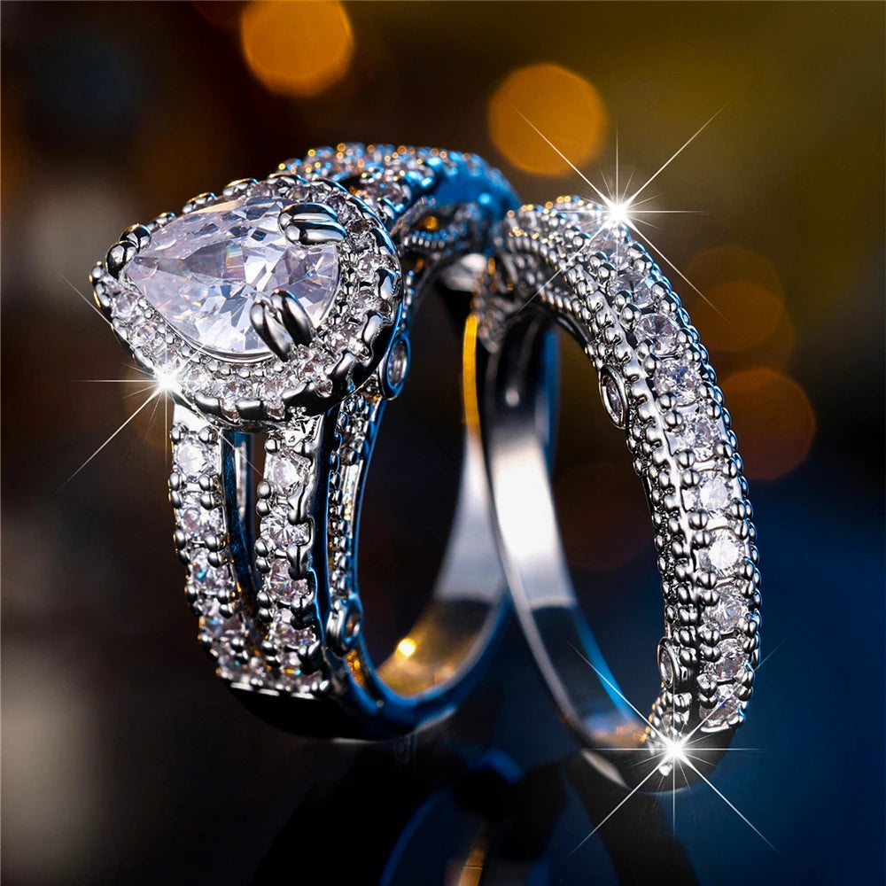 Camille Crystal Bridal Ring Set close-up detail