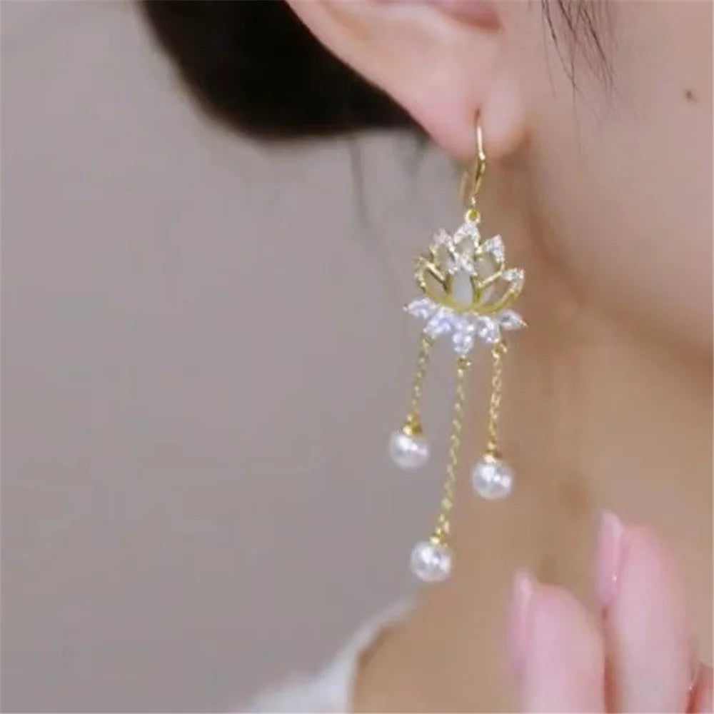 Verdina Pearl-Look Drop Earrings close-up detail