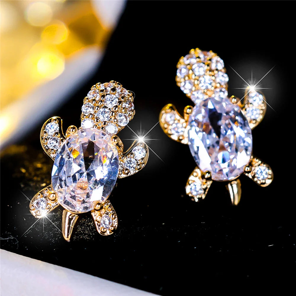 Marina Turtle Crystal Stud Earrings alternate view