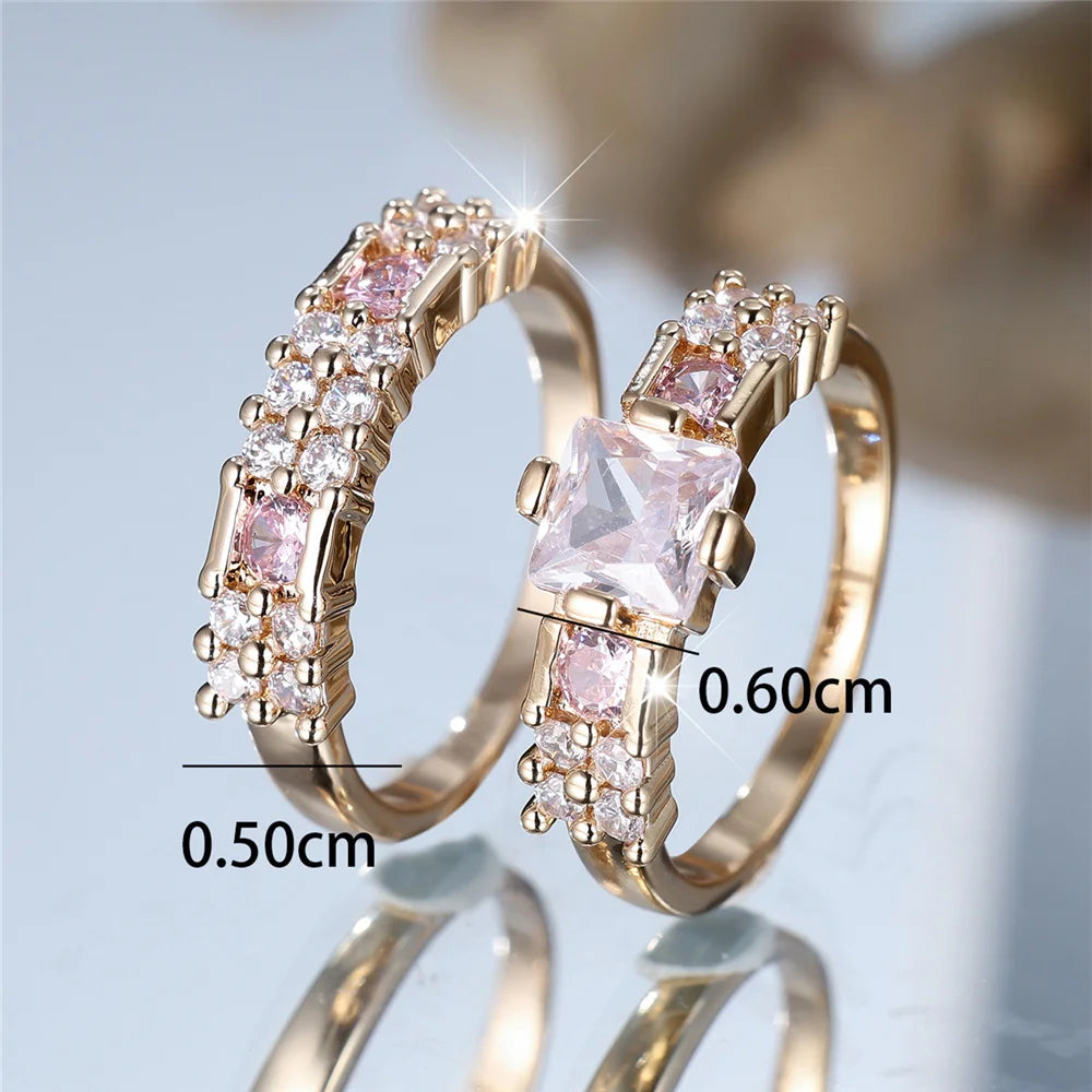 Amelia Blush Crystal Ring Set