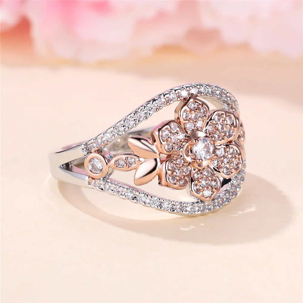 Rosamée Crystal Flower Ring close-up detail