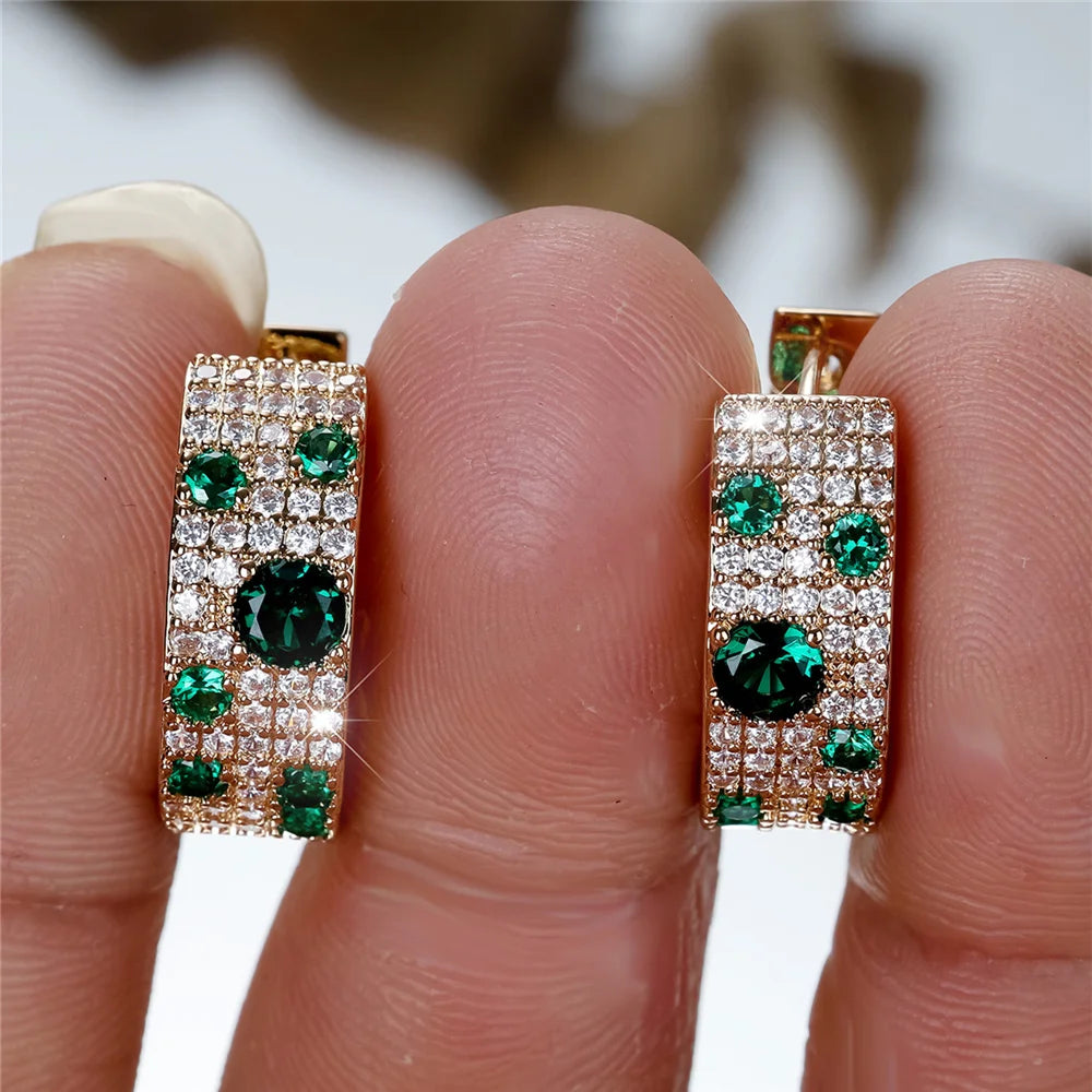 Verena Green Crystal Halo Earrings