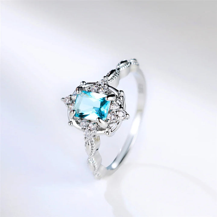Azzurra Light Blue Crystal Ring styled view