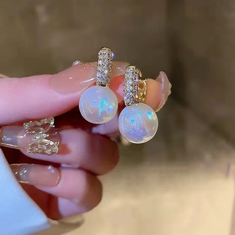 Celestine Pearl Blossom Earrings crystal-style close-up