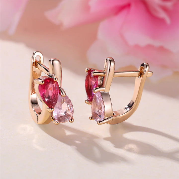Rosalie Red Heart Hoop Earrings close-up detail