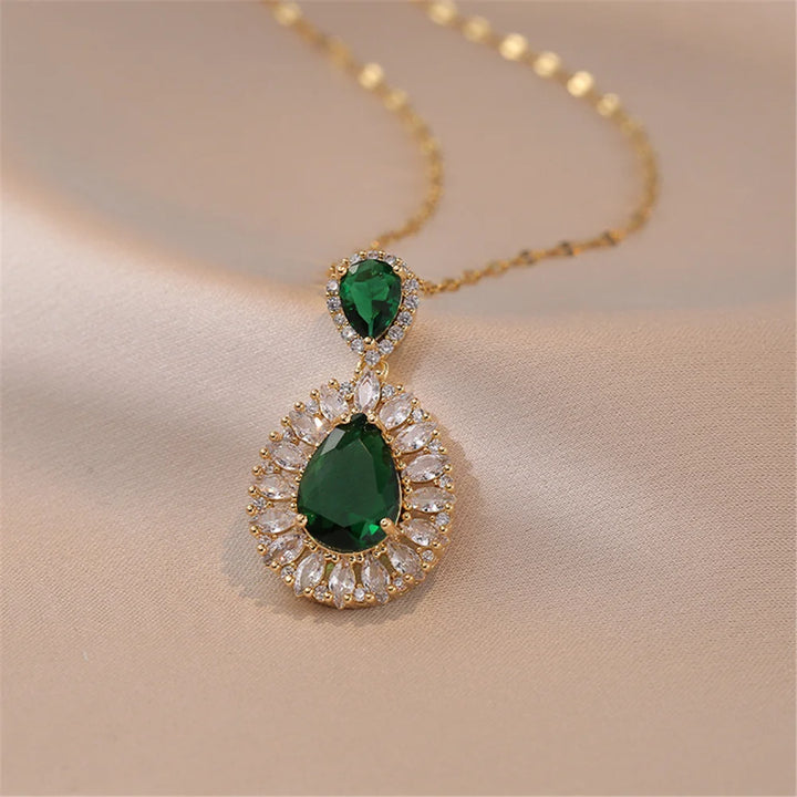 Florenza | Pink &amp; Green Flower Necklace