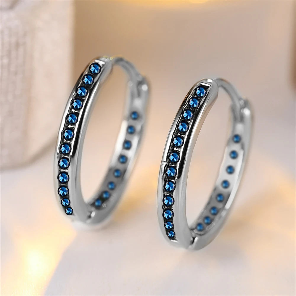 Blue Line | Crystal Hoop Earrings