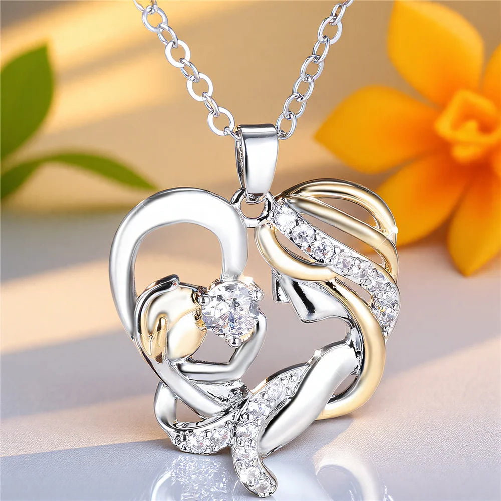 Valora | White Crystal Heart Necklace