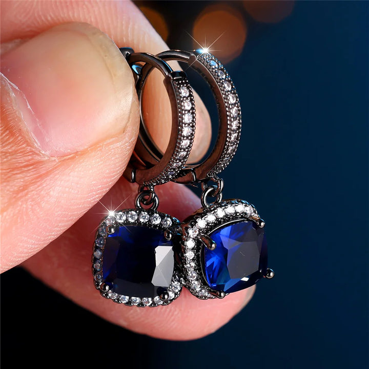 Noctis | Blue &amp; White Crystal Hoop Earrings