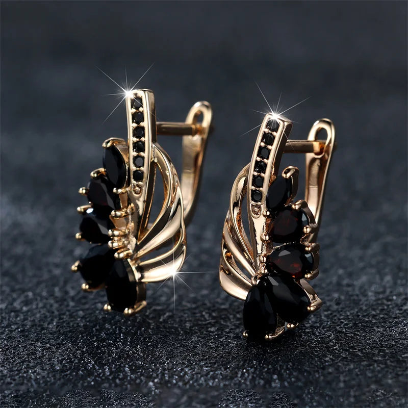 Onyxelle Black Teardrop Clip Earrings hero view