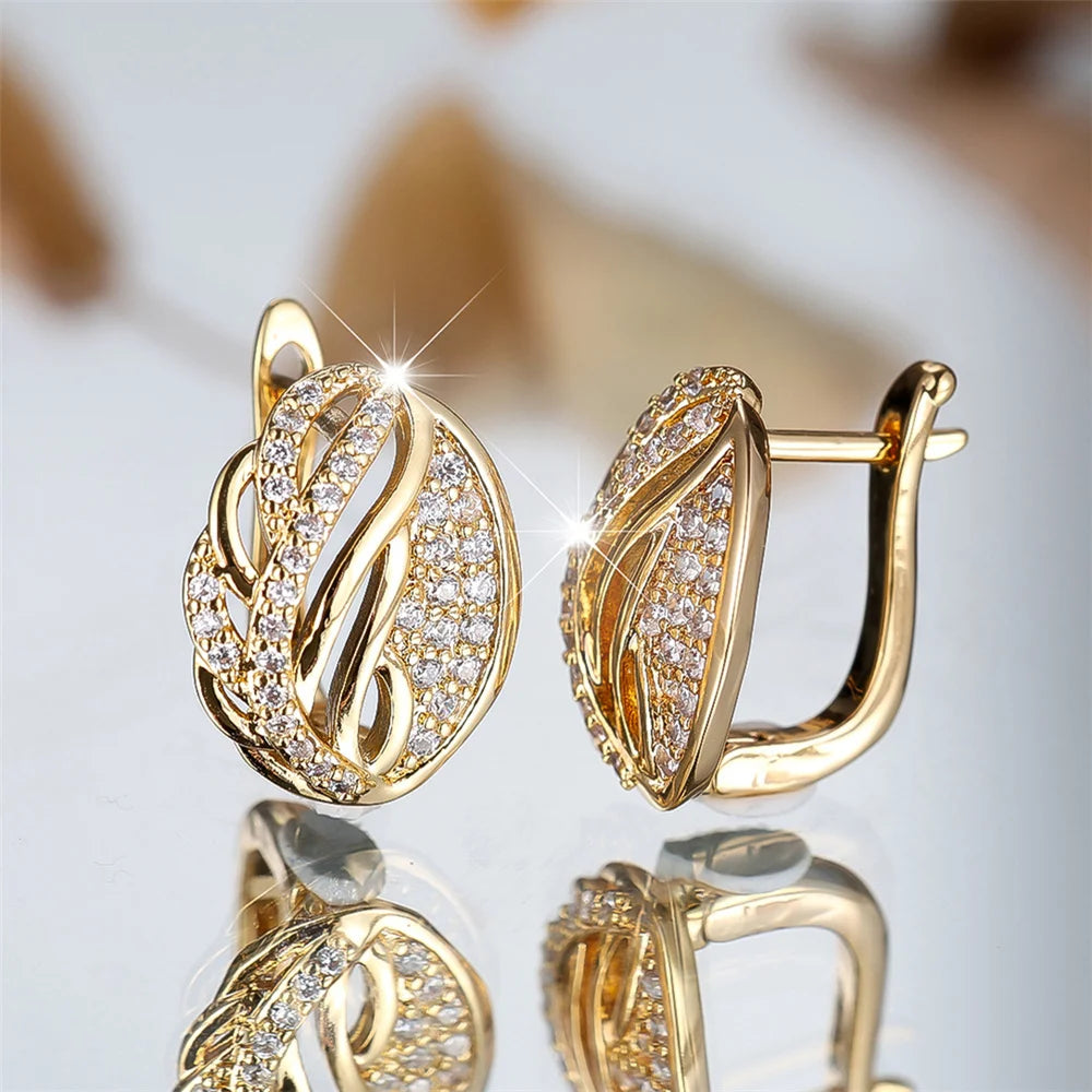 Laurel Crystal Leaf Hoop Earrings alternate view