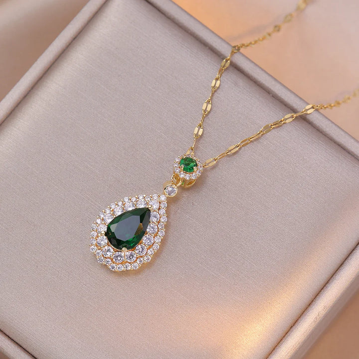 Verona | Red &amp; Green Teardrop Necklace