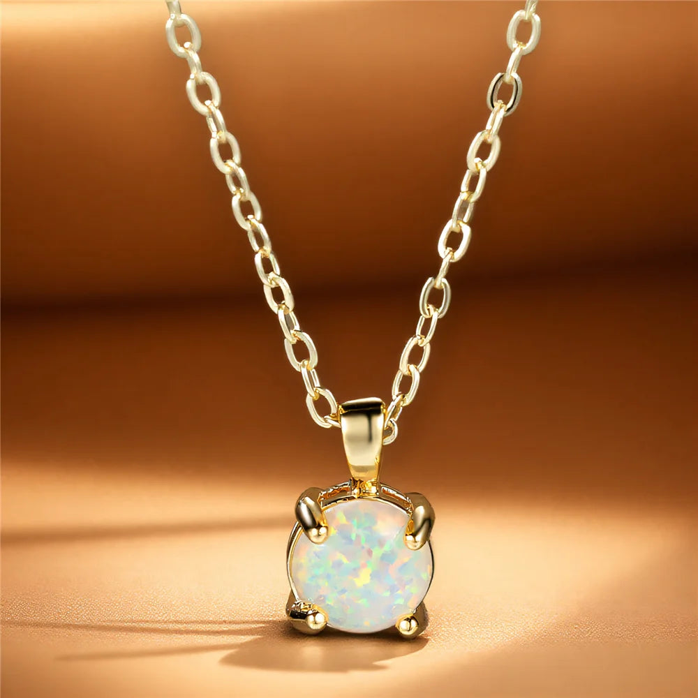 Ivory Halo | Opal-Look Round Necklace