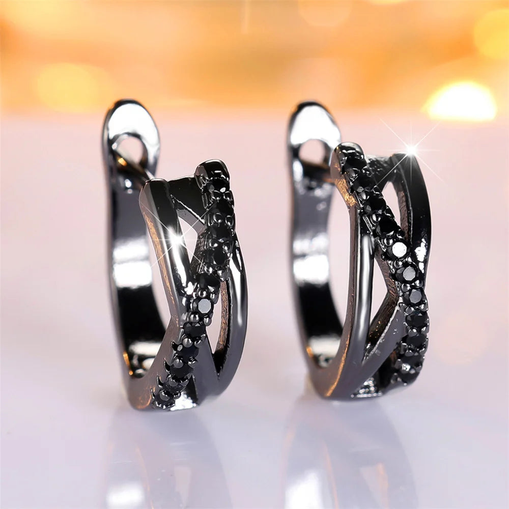 Infinité | Black Crystal Infinity Hoop Earrings