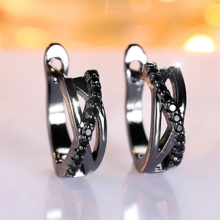 Infinité | Black Crystal Infinity Hoop Earrings