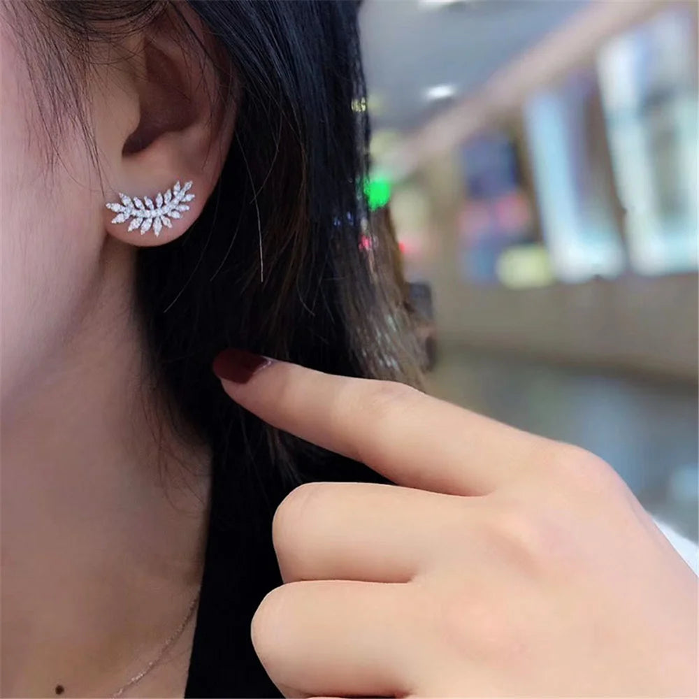 Plume Heart Crystal Earrings additional detail