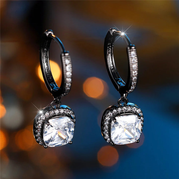 Noctis | Blue &amp; White Crystal Hoop Earrings