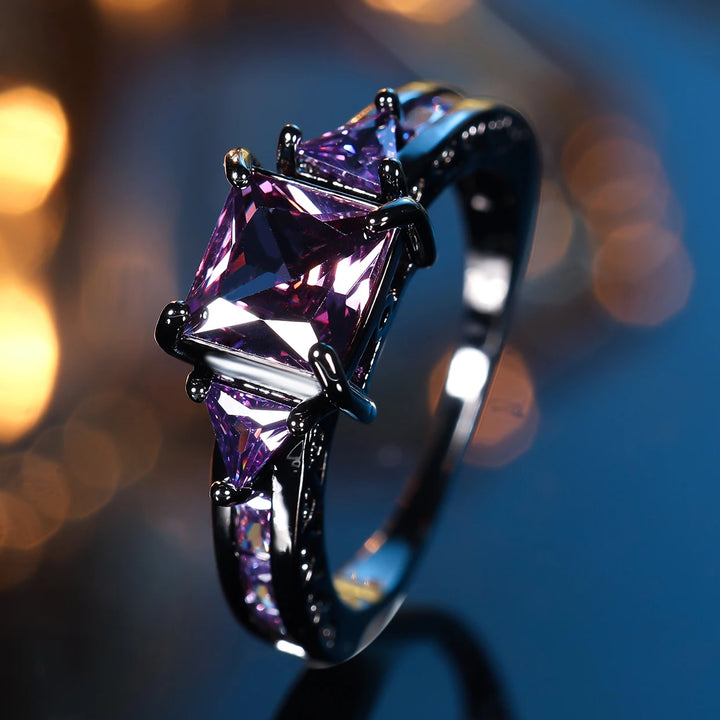 Violetia | Purple Square Crystal Ring